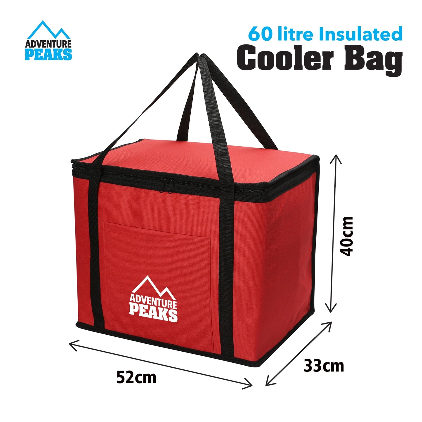 Insulated Camping Cooler Bag 60L 52 x 33 x 40cm Red 6632