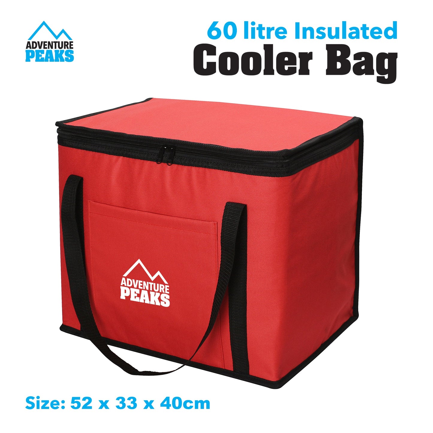 Insulated Camping Cooler Bag 60L 52 x 33 x 40cm Red 6632
