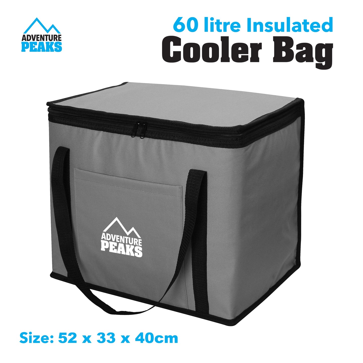 Insulated Camping Cooler Bag 60L 52 x 33 x 40cm Grey 6635