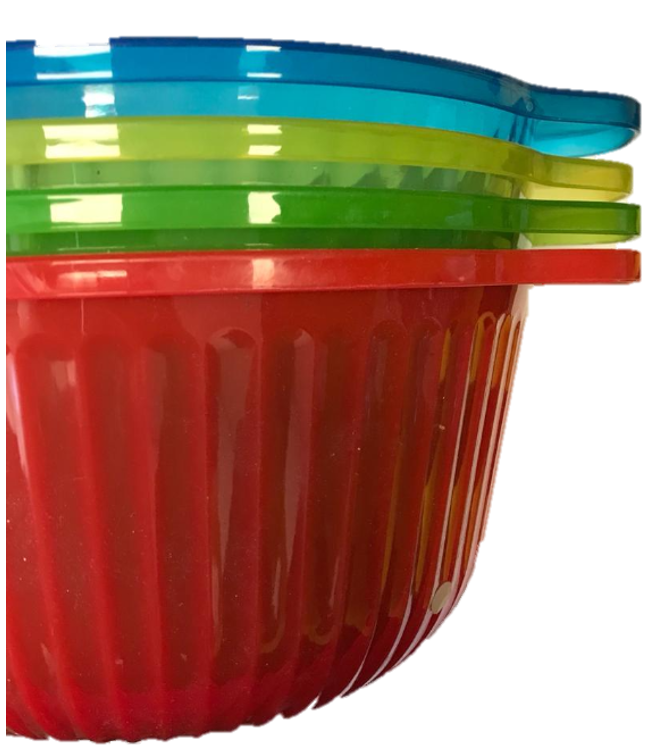 Plastic Bowl with Flat Handle 19 cm Assorted Colours 6801