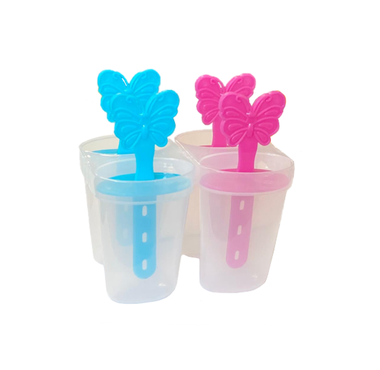 Plastic Ice Popsicle Maker Box 4 Popsicles 8 cm Assorted Colours 6834