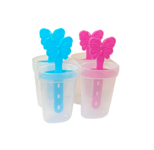 Plastic Ice Popsicle Maker Box 4 Popsicles 8 cm Assorted Colours 6834