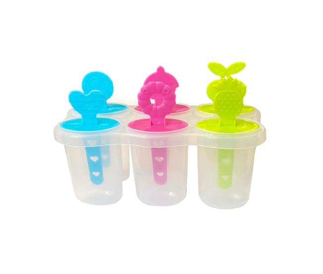 Plastic Ice Popsicle Maker Box 6 Popsicles 8 cm Assorted Colours 6835