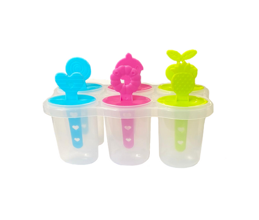Plastic Ice Popsicle Maker Box 6 Popsicles 8 cm Assorted Colours 6835