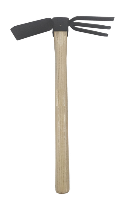 Garden Dual Metal Hoe and Rake 35 x 24 cm Wooden Handle  6922