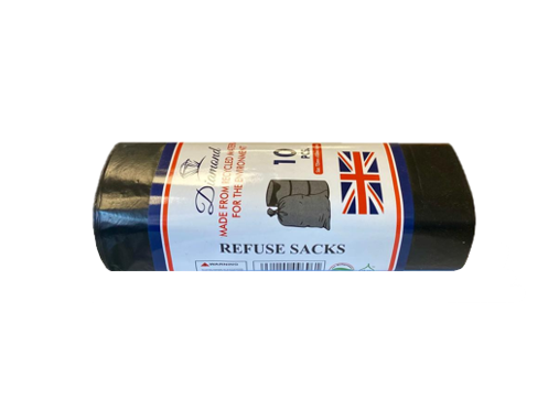 Black Refuse Sacks Bin Bags 725 x 850mm Roll of 10 6961