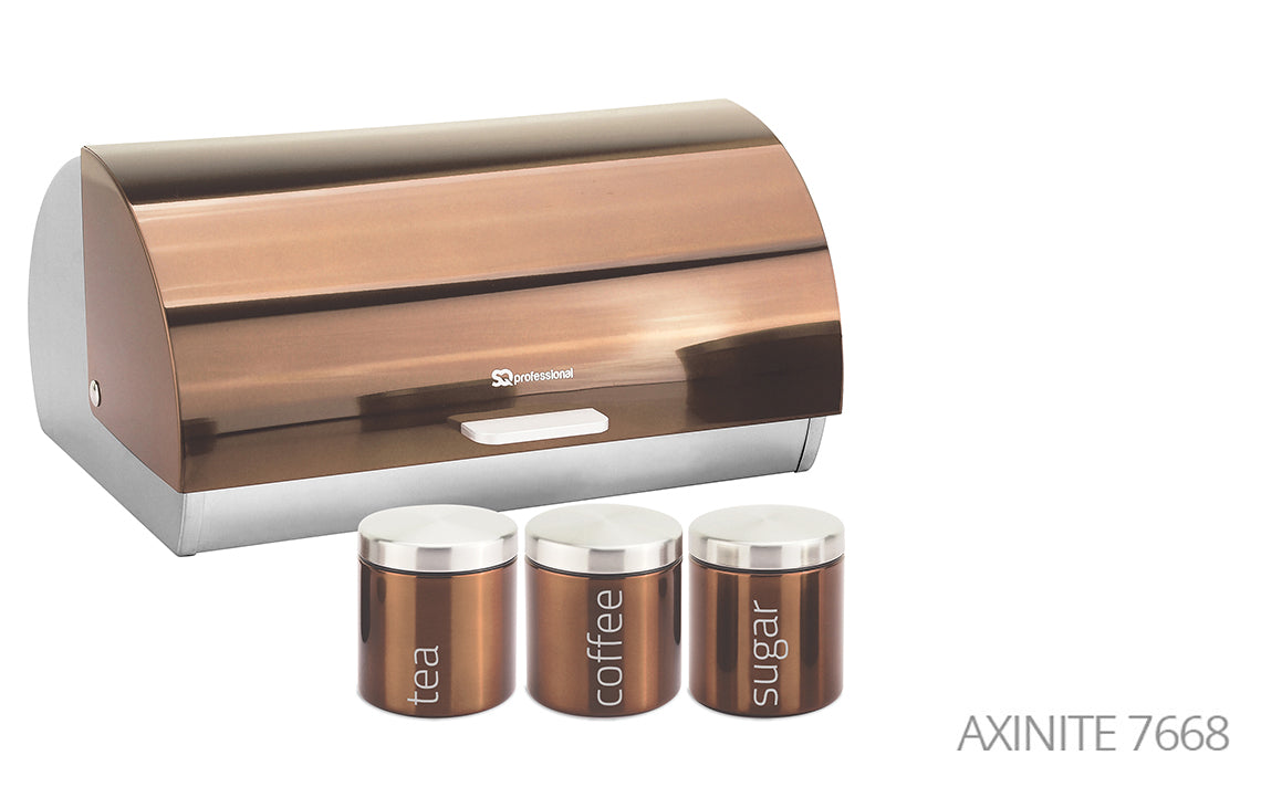 SQ Professional Gems Metal Bread Bin with 3 Canisters Axinite 7668
