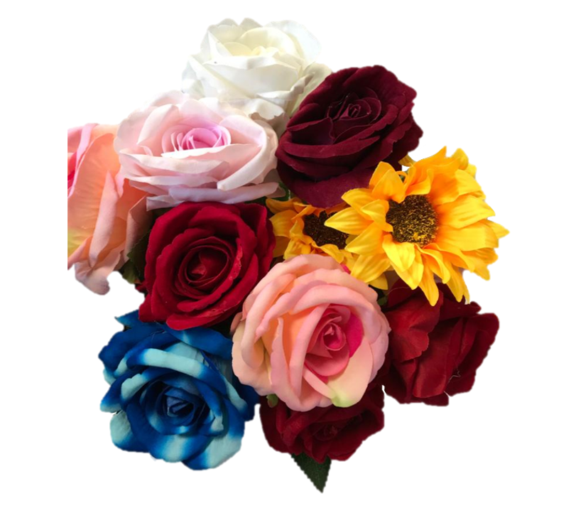 Plastic Artificial Fake Roses Single Stem Velvet Petals 50cm Assorted Colours SKU 7105