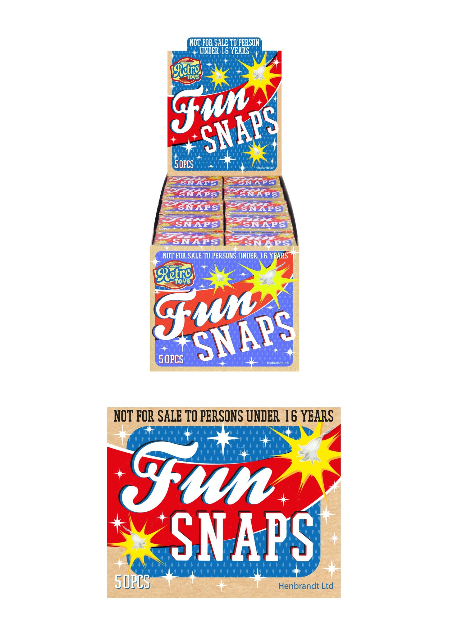 Retro Toys Outdoor Small Fun Snaps Bangs Box of 50 Packs X39050 A