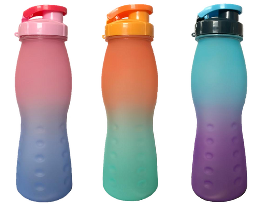 Plastic Water Drinking Bottle Ombre Design 500ml 24 x 7.5 cm Assorted Colours 7227