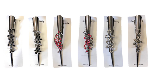 Women's Metal Alligator Hair Clip with Floral Decorations 13 cm Assorted Designs 7328