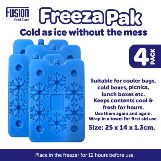 Freezer Ice Pack Block 24 x 15 x 1.3cm Pack of 4 Assorted Colours 7329