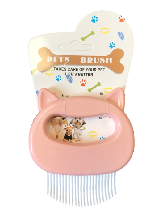 Cat Shaped Pet Grooming Brush Comb 9 x 9 cm Assorted Colours SKU 7380