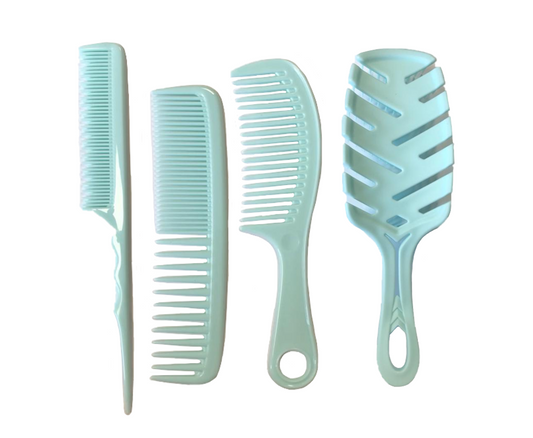 Plastic Hair Brush Comb Set 23 cm Set of 4 Assorted Colours 7388