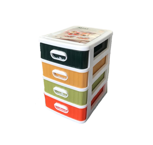 Mini Plastic Stationery 4 Tier Storage Drawer Box 12 x 16 x 19 cm 7453