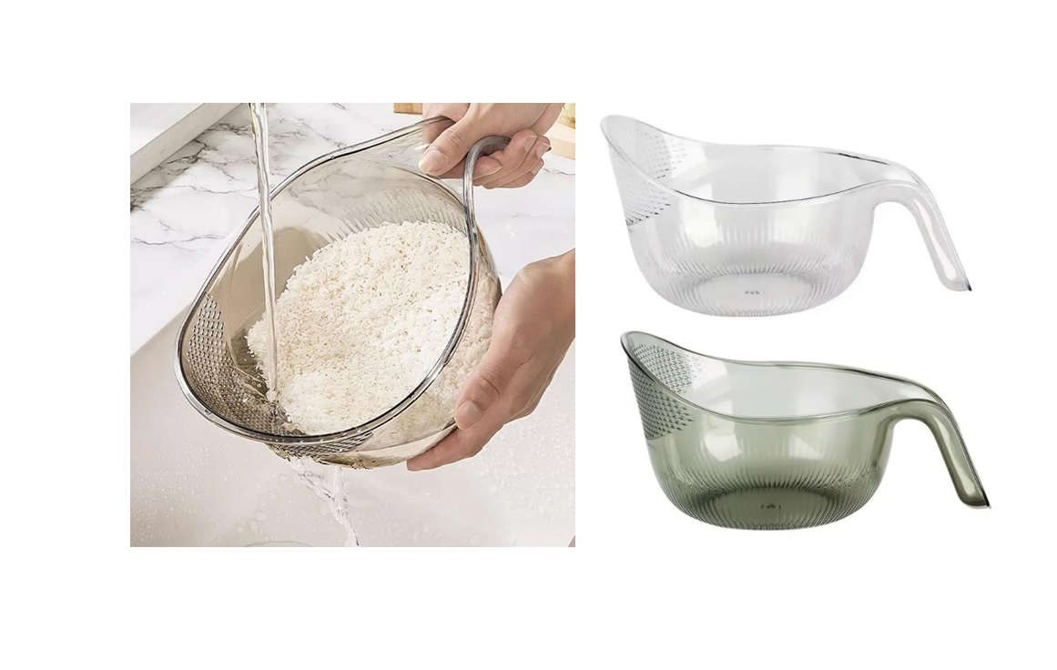 Kitchen Transparent Plastic Water Scoop Ric Drainer Colander 20 x 19 cm Assorted Colours 7612