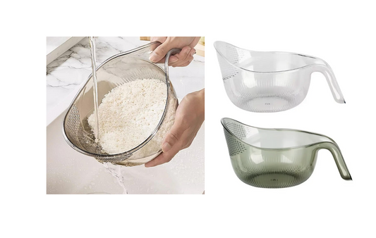 Kitchen Transparent Plastic Water Scoop Ric Drainer Colander 20 x 19 cm Assorted Colours 7612