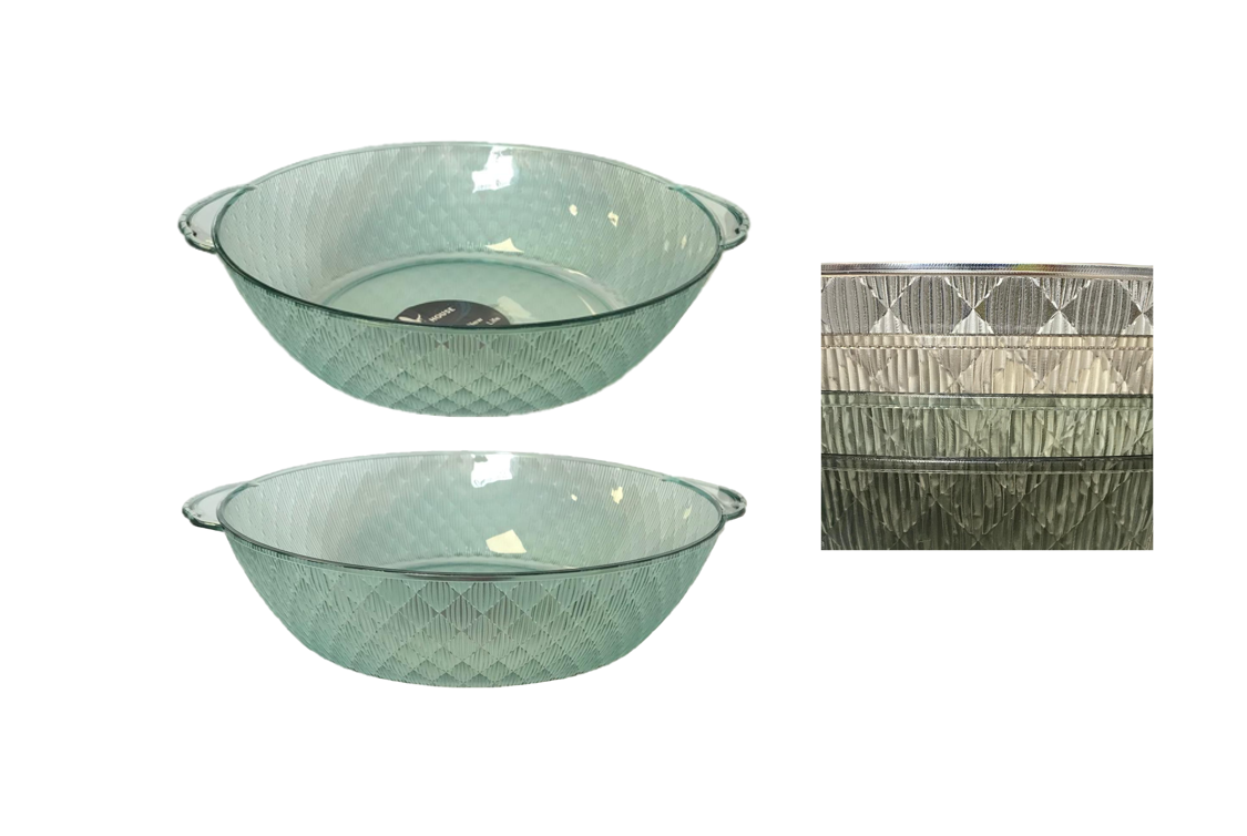 Round Diamond Patterned Fruit Serving Bowl with Handles 24 x 7 cm Assorted Colours 7615