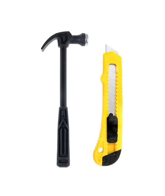 DIY Tools Set of 2 – Claw Hammer &amp; Stanley Knife, 18.5cm &amp; 14.5cm, SKU 7664