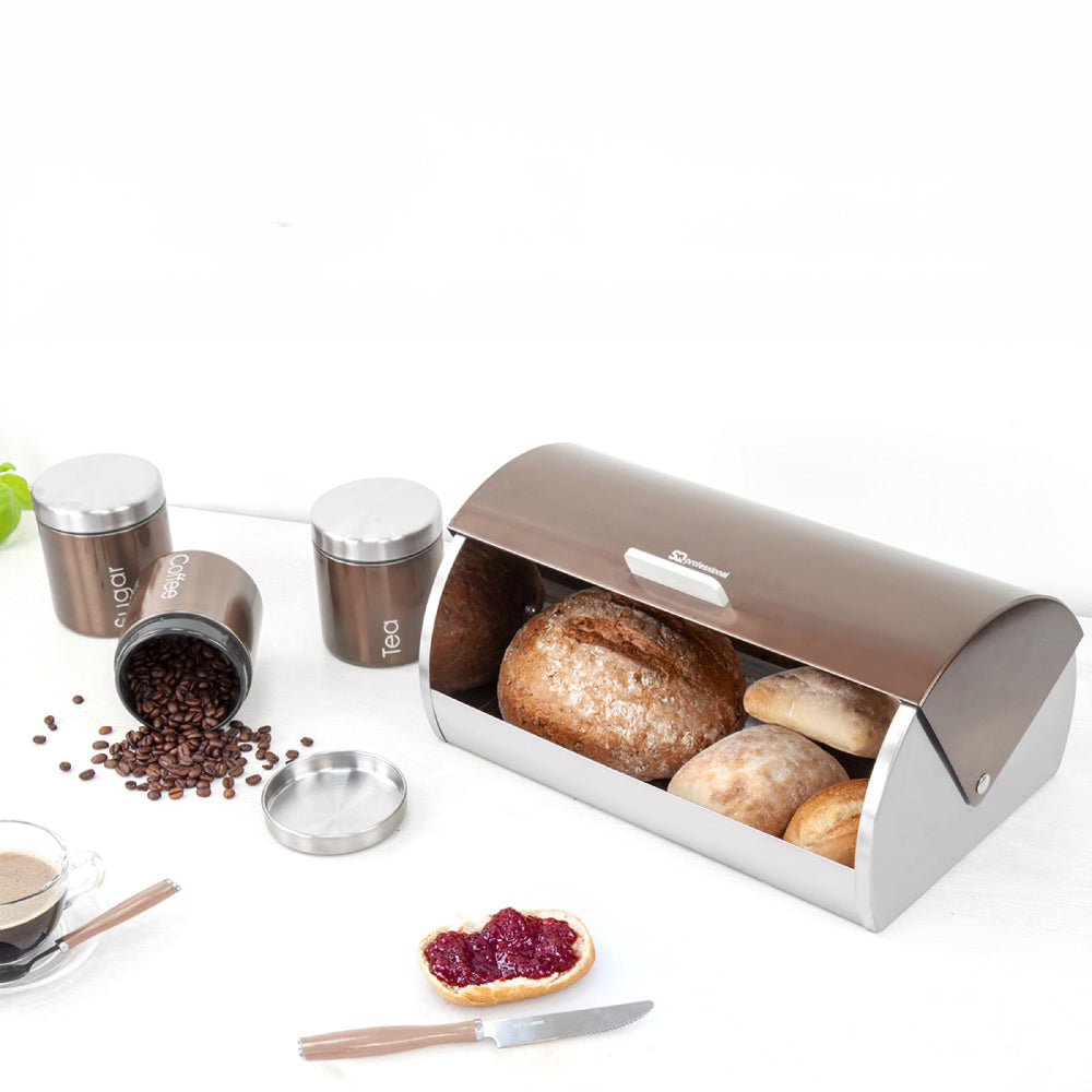 SQ Professional Gems Metal Bread Bin with 3 Canisters Axinite 7668