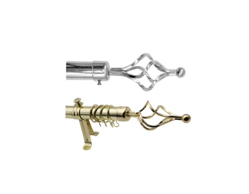 Extendable Curtain Pole with Twisted Diamond Cage Finials 10 Rings 2m Assorted Colours 7707