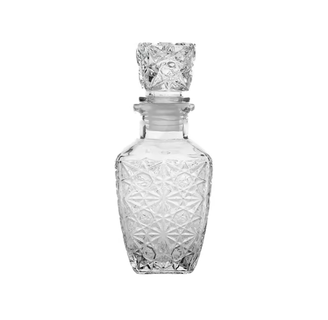Elegant Square Patterned Glass Oil Vinegar Perfume Whiskey Decanter Bottle Large 7724