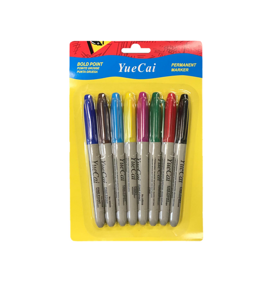 Bold Point Permanent Marker Pens Pack of 8 Assorted Colours 7729