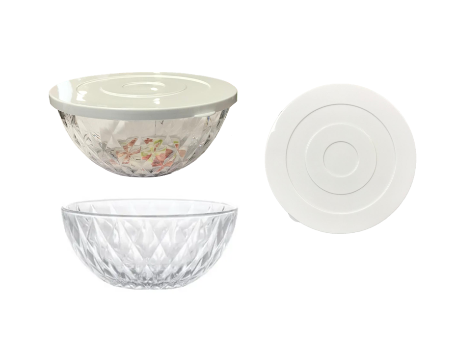 Plastic Food Storage Fruit Salad Bowl with Cover Lid 18.5 x 7.5 cm 7780