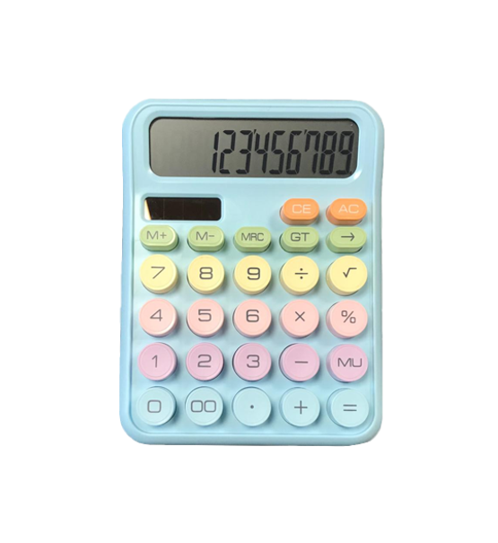 Plastic Pastel Round Button Calculator 15.5 x 12 cm Assorted Colours 7822