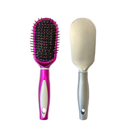 Plastic Rounded Rectangular Hair Brush 23cm Assorted Colours 7839