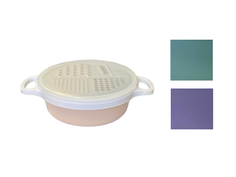 Round Plastic Box Grater with Cover 19 x 7cm Assorted Colours 7847