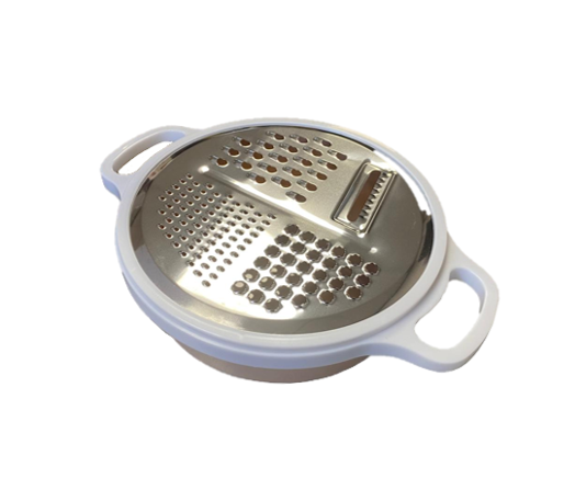 Round Plastic Box Grater with Cover 19 x 7cm Assorted Colours 7847