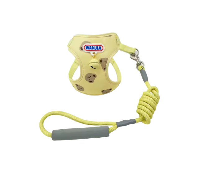 Pastel Dog Leash Lead with Soft Harness Vest with Bell 115cm Assorted Designs and Colours 7862