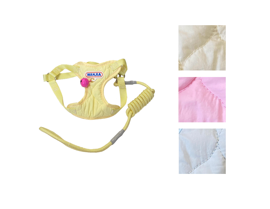 Pastel Dog Leash Lead with Soft Harness Vest with Bell 115cm Assorted Designs and Colours 7862