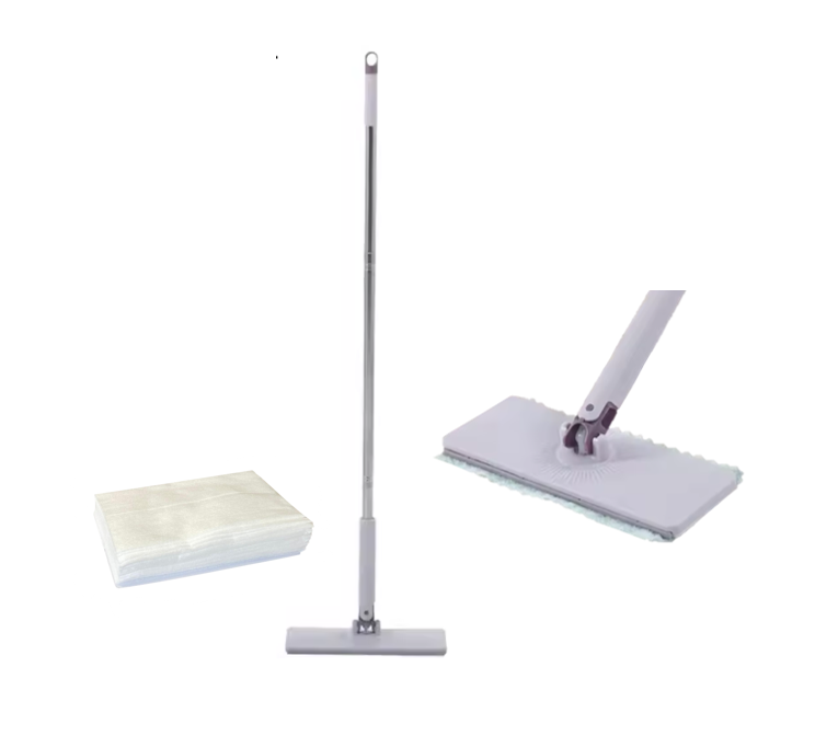 Clamp Cloth Head Flat Floor Mop with Cloths 107cm 7867