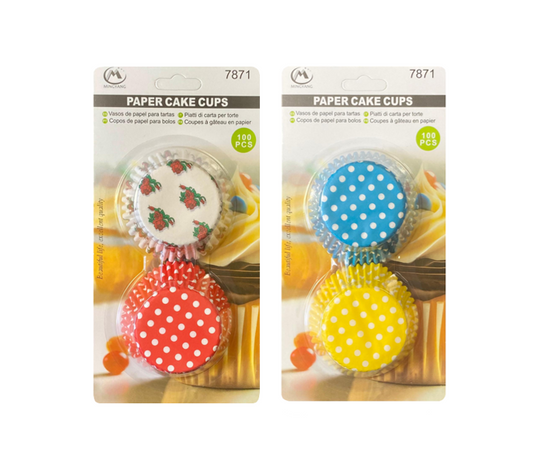 Paper Cupcake Muffin Cases Liners 100pcs Assorted Colours and Designs 7871