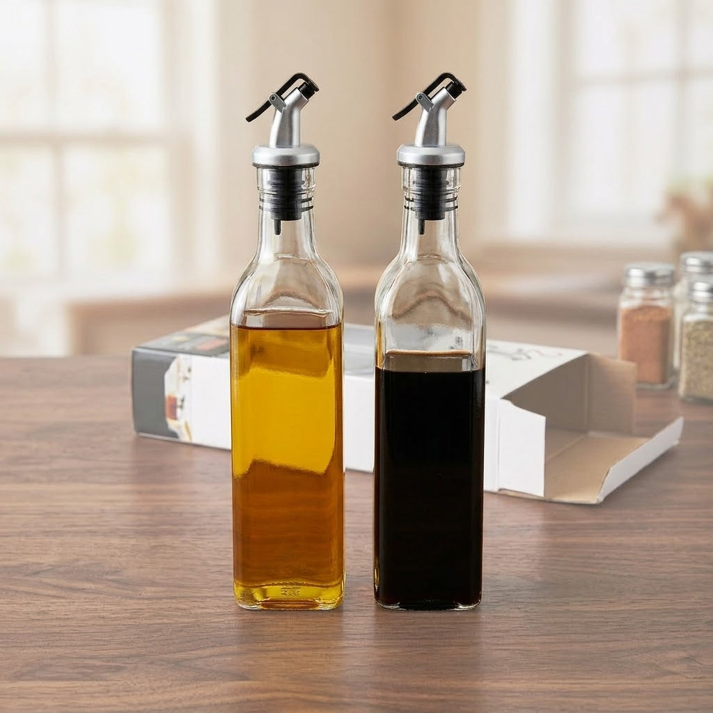 Glass Cruet Set 500ml Capacity, 2-Pack, 32x12x7cm, 591g Total Weight, SKU 8131