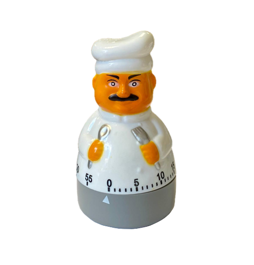 Plastic Little Chef Shaped Kitchen Cooking Timer 60 Minutes 10cm 7873
