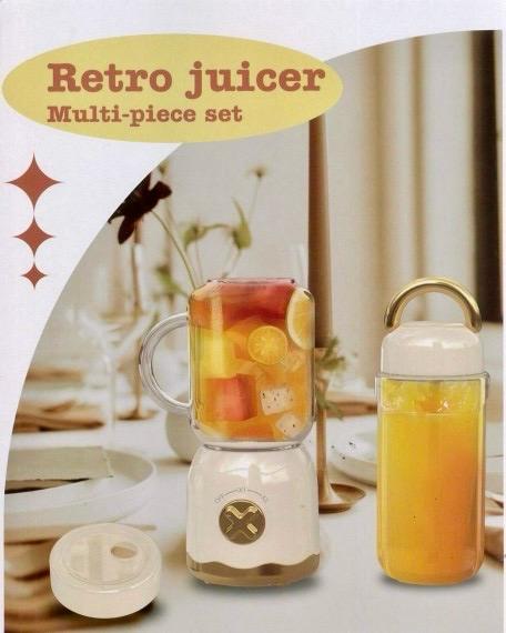Mini Electric Plastic Retro Style Kitchen Juice Blender with Bottle 500ml Assorted Colours 7885