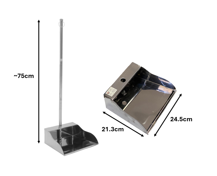 Metal Cleaning Dustpan with Long Handle 23.5 x 21.3 x 75cm 7892
