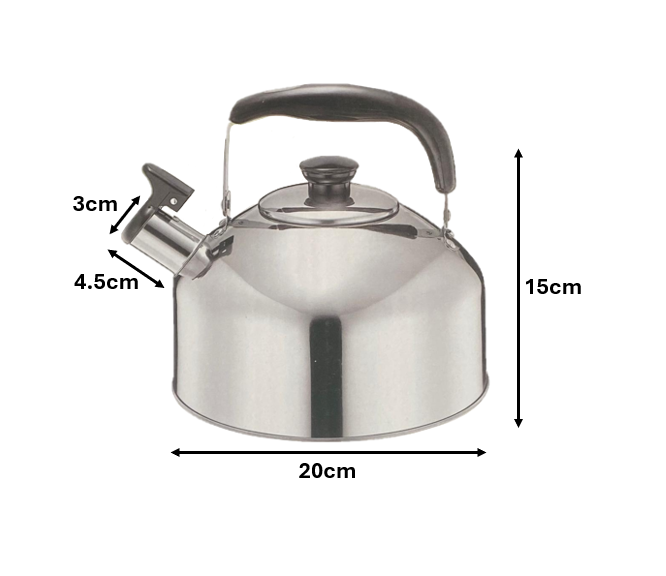 Stainless Steel Metal  Whistling Camping Kettle 2.5L 7893