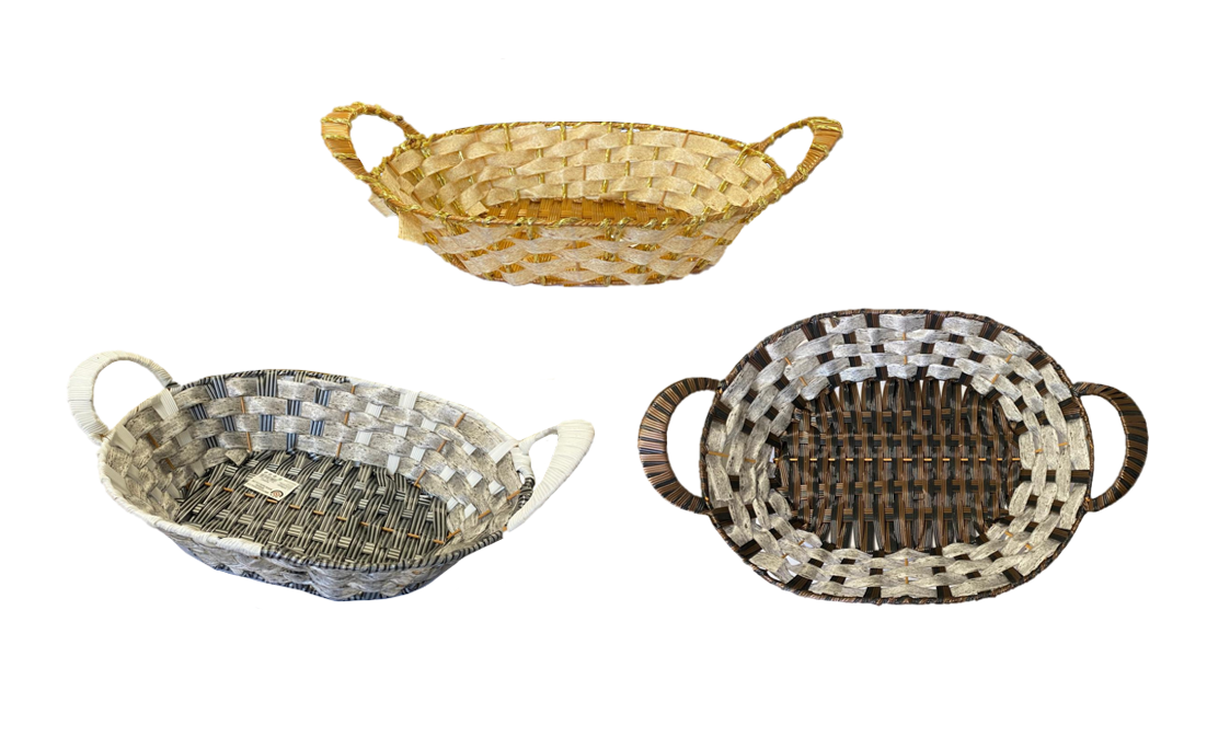 Oval Woven Fruit Gift Basket with Handles 31.5 x 24 x 7cm Assorted Colours 7985