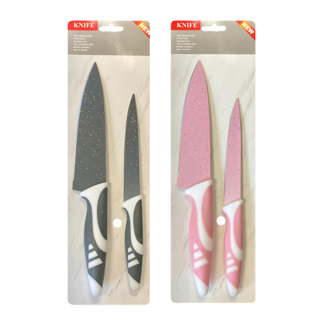Kitchen Knife with Plastic Handle Set of 2 Assorted Colours 7902