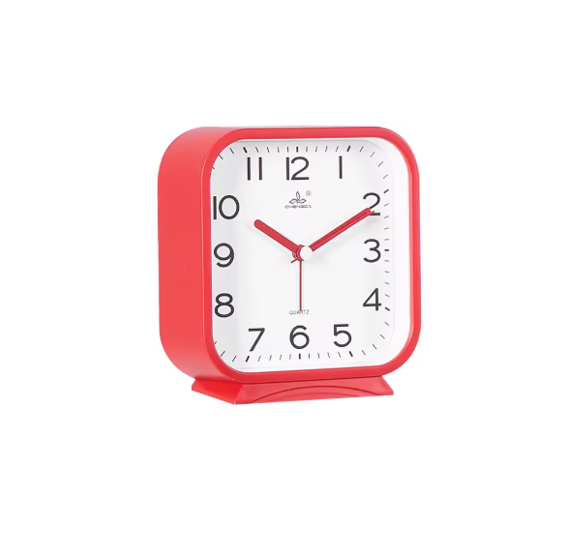Square Plastic Analogue Alarm Clock 12.5 x 11.5 x 4.2cm Assorted Colours 7905