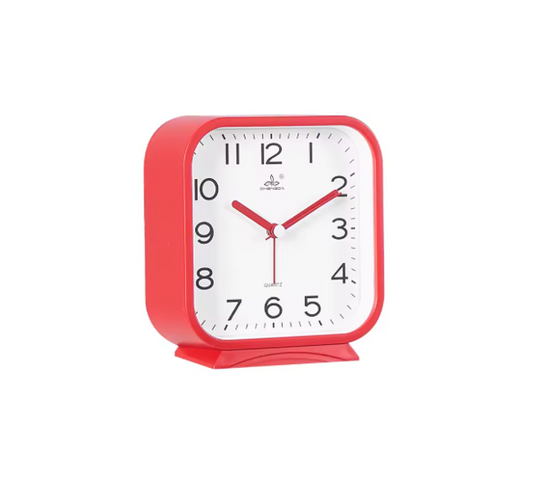 Square Plastic Analogue Alarm Clock 12.5 x 11.5 x 4.2cm Assorted Colours 7905