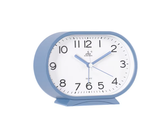 Oval Plastic Analogue Alarm Clock 15.5 x 10.4 x 4.2cm Assorted Colours 7908