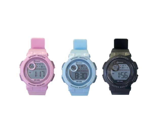 Mingrui Water Resistant Plastic Digital Sports Watch Assorted Colours 7914