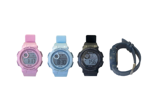 Mingrui Water Resistant Plastic Digital Sports Watch Assorted Colours 7914