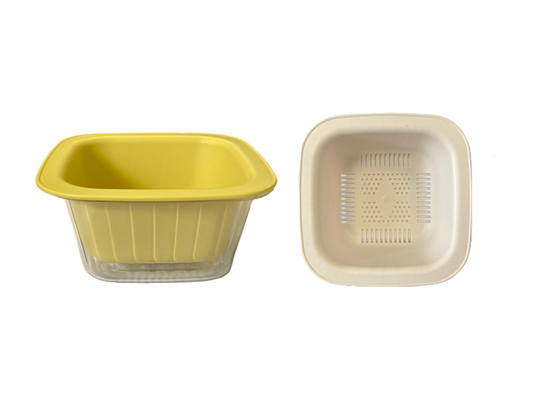 Plastic Square Fruit Washing Basin Bowl with Strainer 14.5 x 14.5 x 7cm Assorted Colours 7916