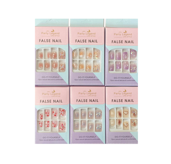 Artificial Fake Nail Extensions with Bow Assorted Designs 7920